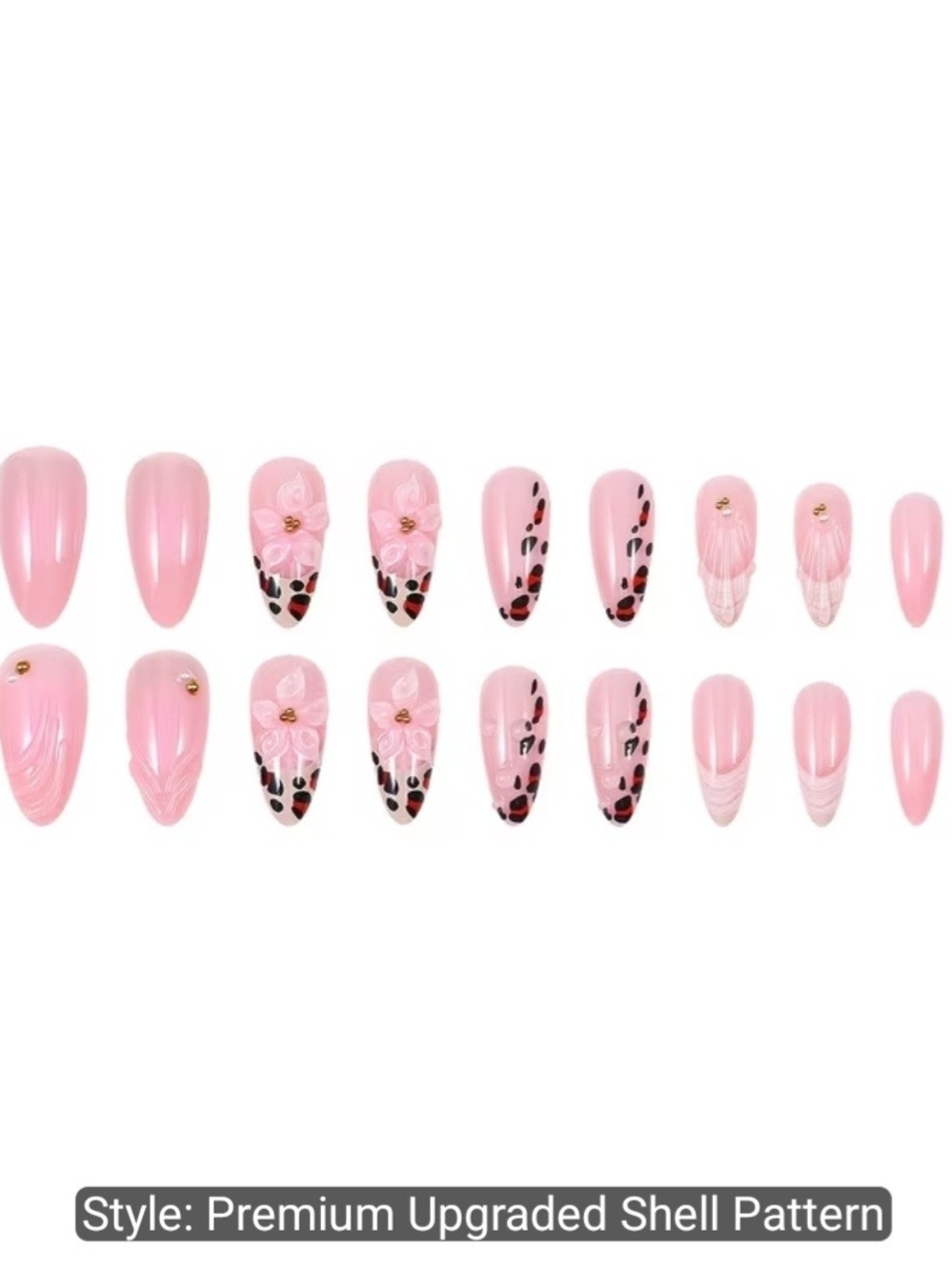 Pink Floral Leopard Accent Press-On Nails - Women Makeup - Picture 5 of 5